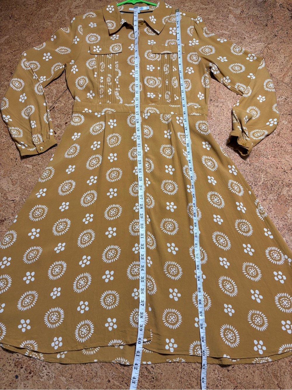 Boden Longsleeve Floral Full Button Down Shirt Dress in Mustard Sz 8 Regular - Picture 12 of 13